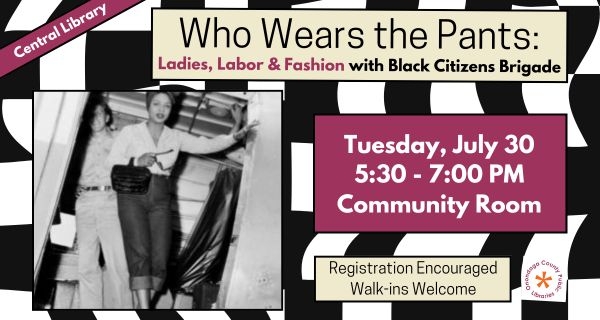 Special talk about fashion and gender at Central Library on July 30, 5:30 - 7:00pm.