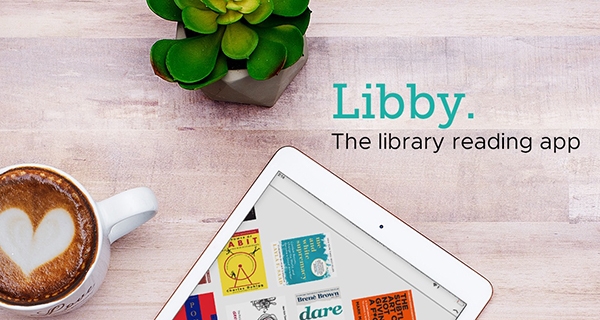 A picture of an ipad with the words Libby, the Library Reading App on it